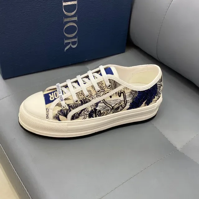 Dior B23 Printed Canvas Navy and Cream Lifestyle Sneakers 5