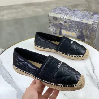 Dior B27 Quilted Black Espadrille Boat Shoes