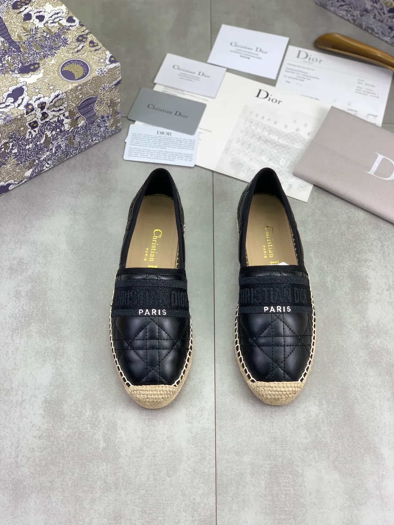 Dior B27 Alpargatas de Bote Preto Acolchoadas 4