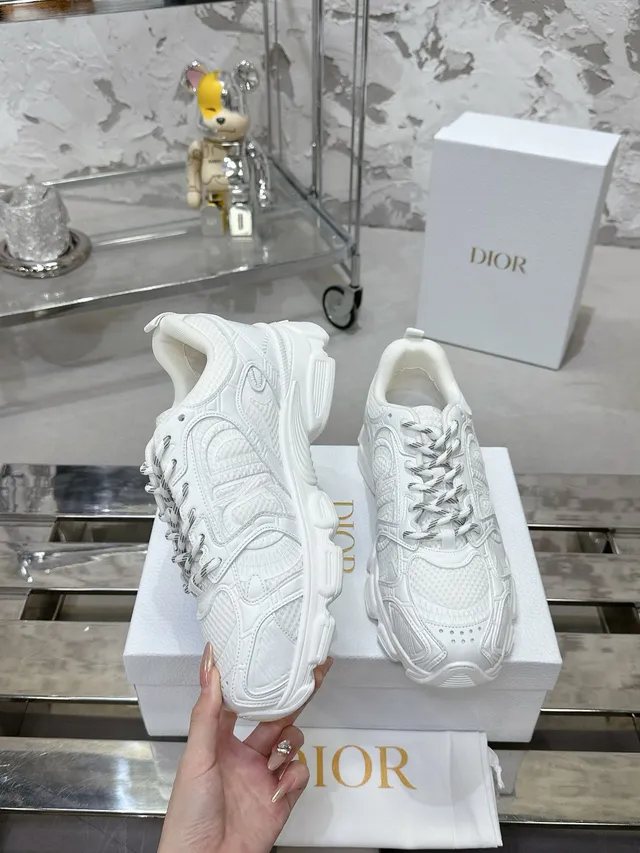 Dior B27 White Embossed Chunky Sneakers 4