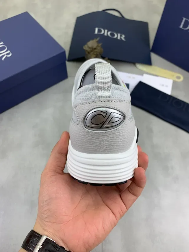 Dior B30 Gris Rose Chaussures Lifestyle en construction tricot slip-on motif de serpent brodé 3