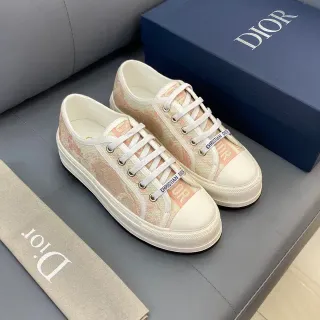 Dior Beige Rose Impression Jacquard Toile Lacets Tressés Avec Marque Lifestyle Sneakers