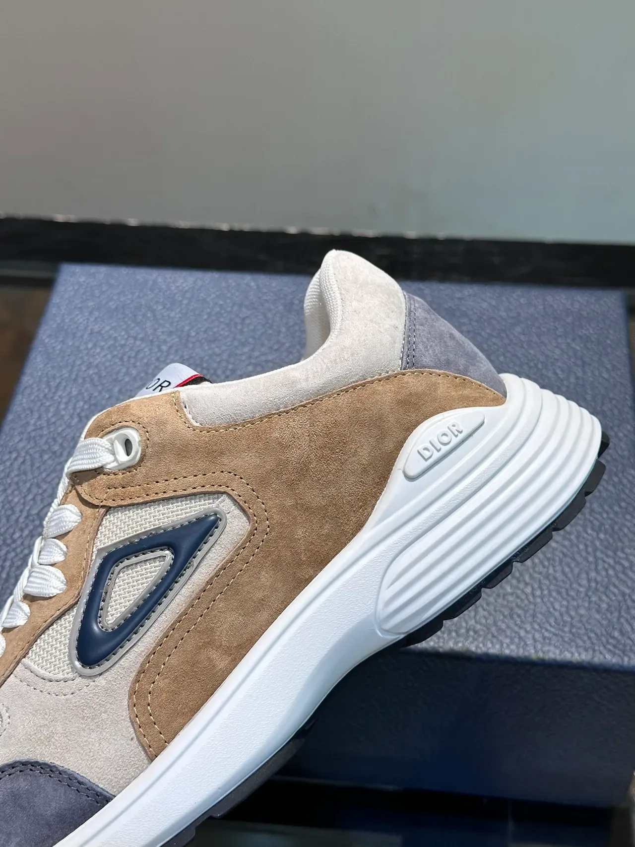 Dior Beige Purple Multi-Material Upper Sculpted White Midsole Lifestyle Sneakers 4