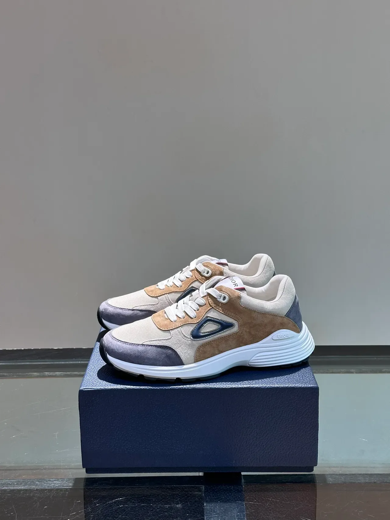 Dior Beige Purple Multi-Material Upper Sculpted White Midsole Lifestyle Sneakers 5