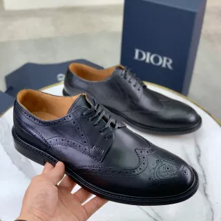 Dior Preto Marrom Couro Polido Brogue Wingtip Completo