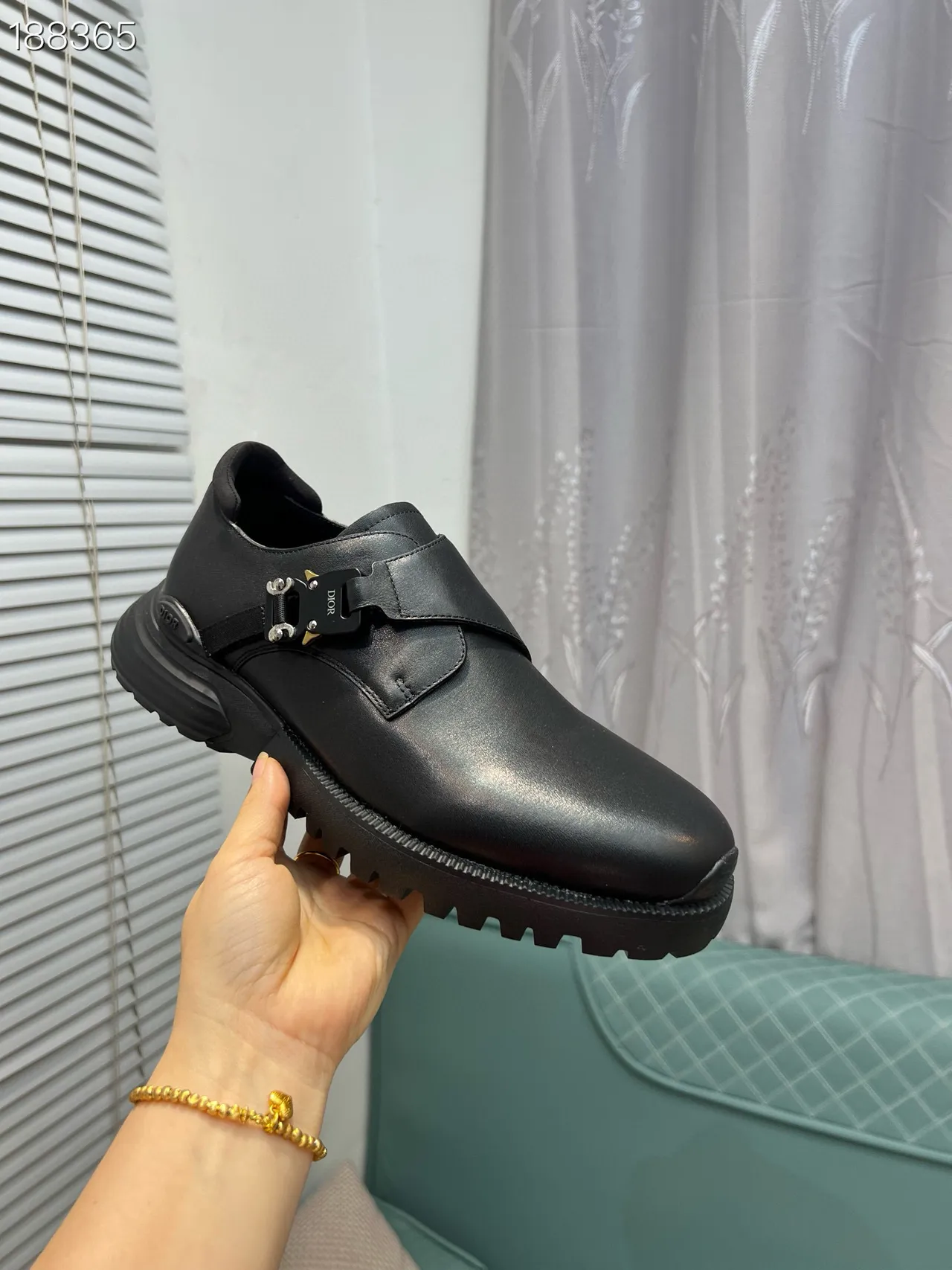Dior Black Buckle-Strap Chunky Lug Sole Loafer 7