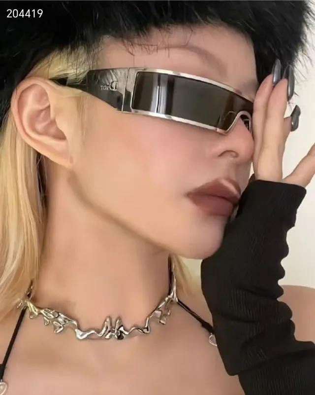 Dior Black Gold Angular Shield Frame Exposed Hinge Hardware Sunglasses 3