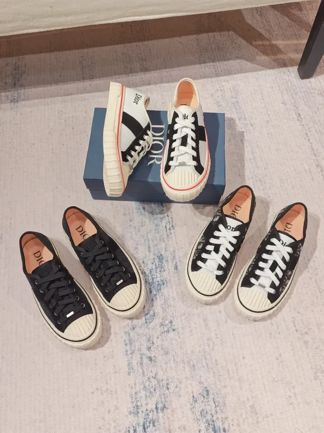 Dior سنيكرز لايف ستايل أسود أبيض مونوجرام كانفاس سويد 2