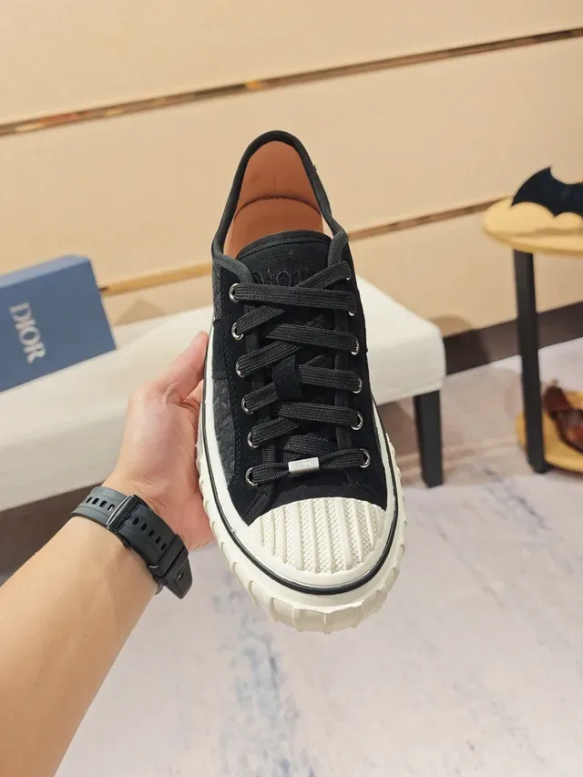 Dior سنيكرز لايف ستايل أسود أبيض مونوجرام كانفاس سويد 6