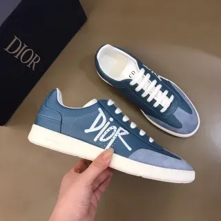 Dior নীল সাদা লো-টপ মিক্সড-ম্যাটেরিয়াল লাইফস্টাইল স্নিকার্স