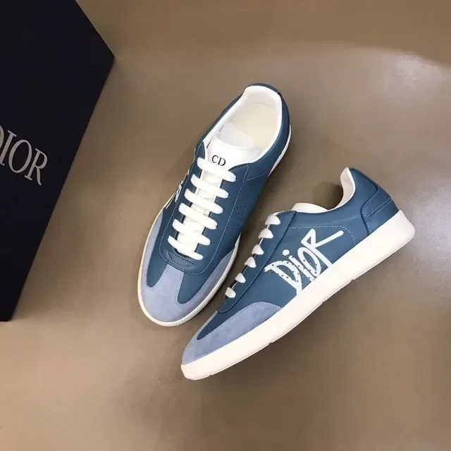 Dior Blue White Low-Top Mixed-Material Lifestyle Sneakers 3