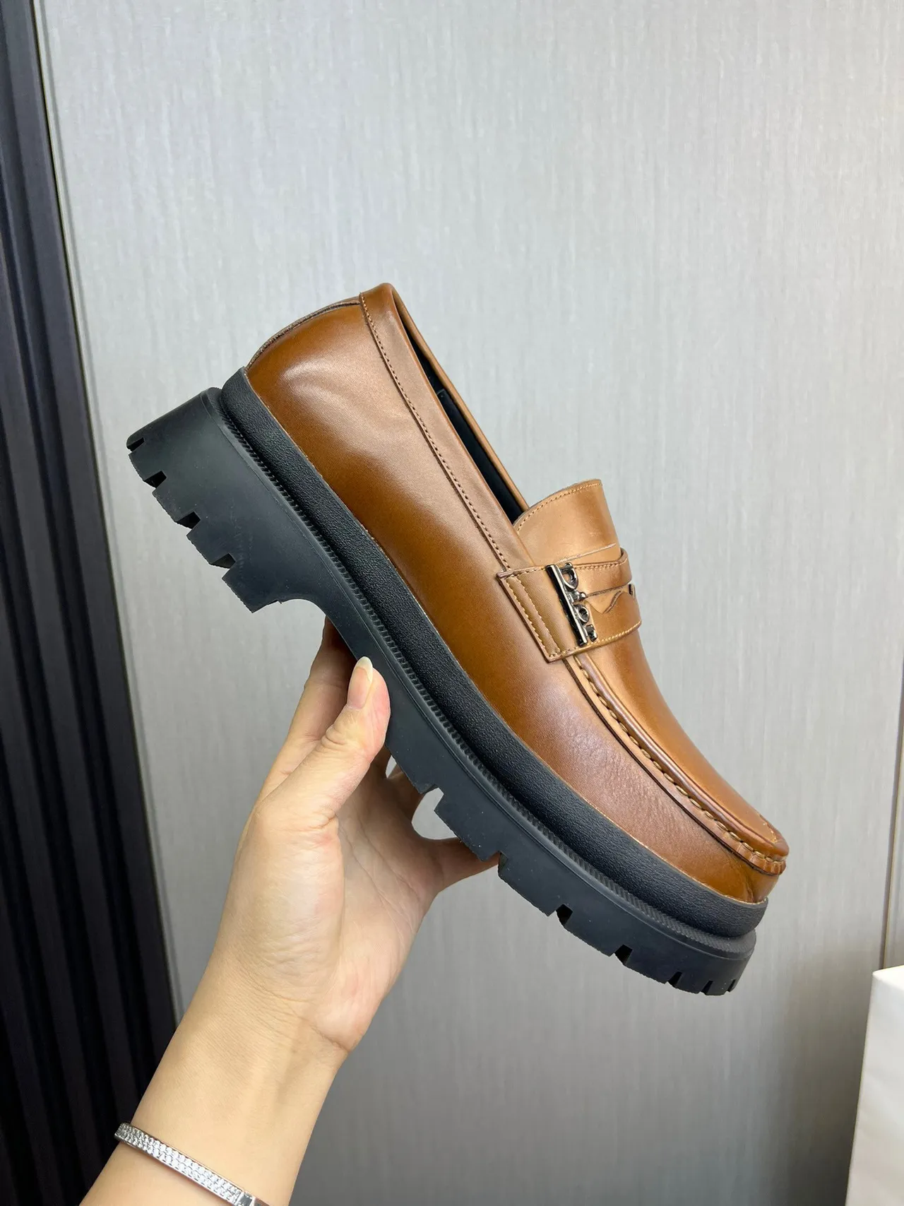 Dior Brown Black Penny Chunky Lug Sole Loafer 4