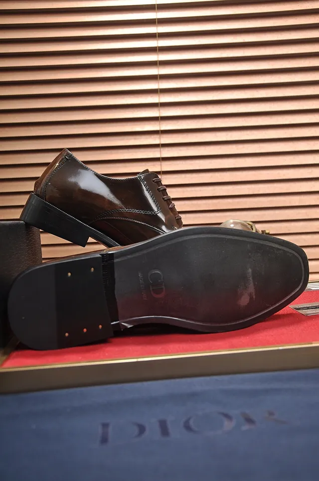 Dior Brown Black Polished Leather Cap-Toe Oxford Shoes 3