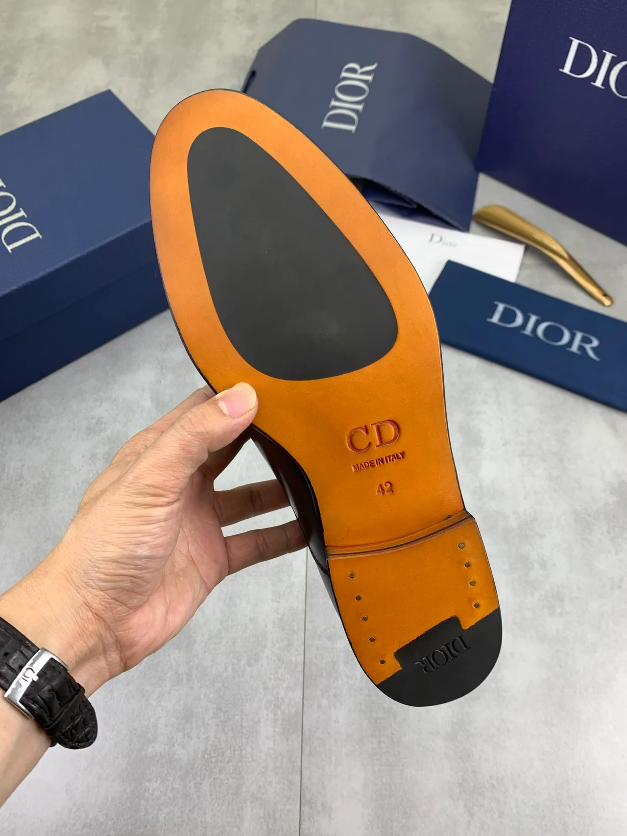 Dior Cap-Toe Brown Polished Leather Oxford Shoes 4