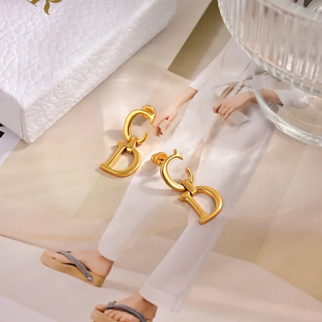 Dior CD cadena Gold-Tone entrelazado colgante collar 5