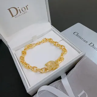 Dior Diorama 金色粗链条 D形标志扣手链