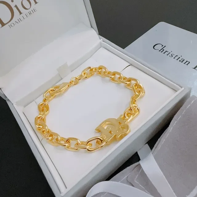 Dior Diorama 金色粗链条 D形标志扣手链 6