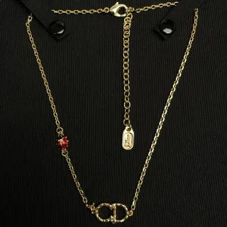 Dior Chaîne Or Rouge Motif CD Interlocking Collier