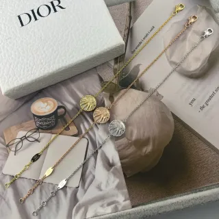 Dior Gold Silver Chain-Link Sunburst Charm Bracelet