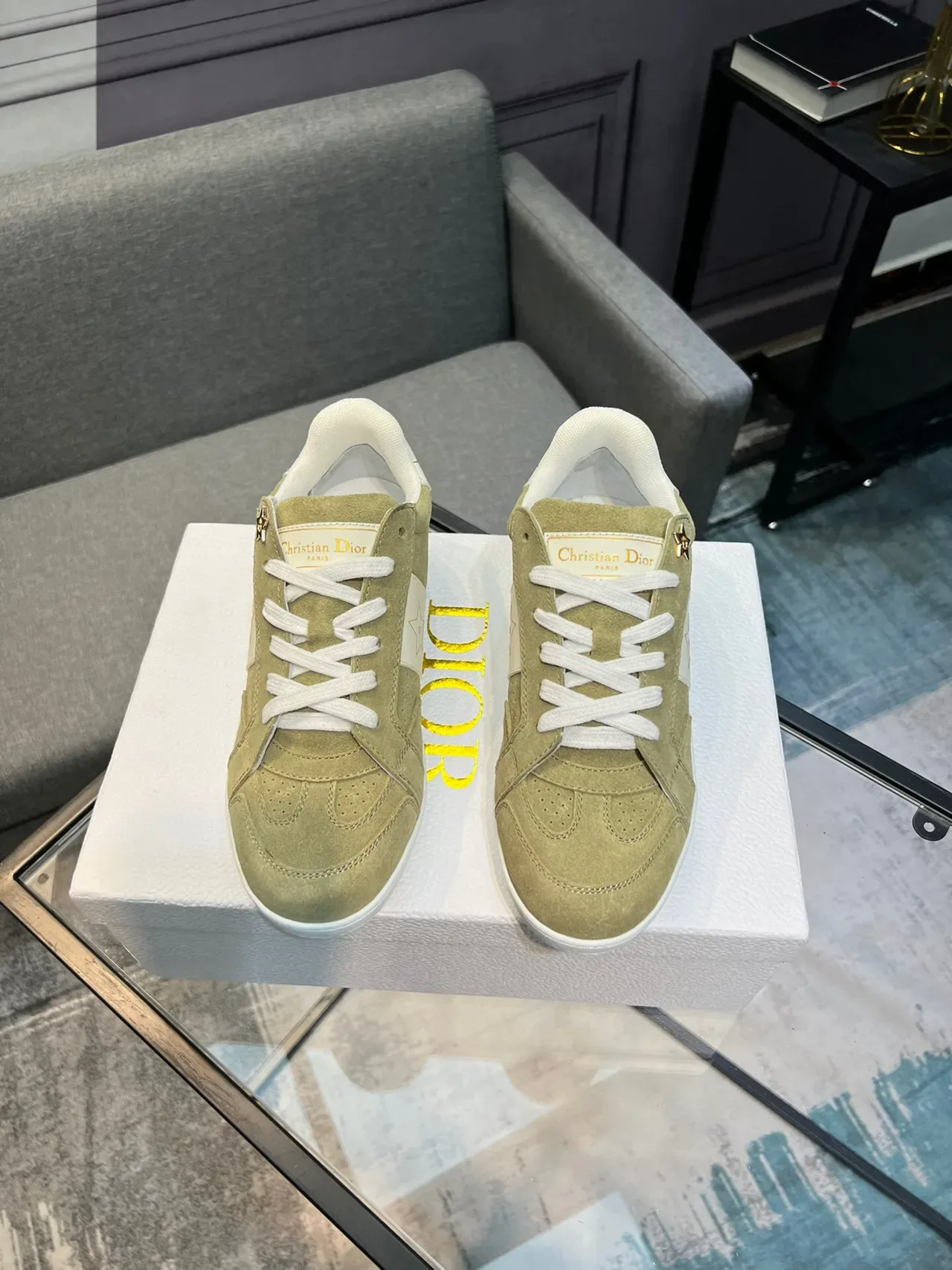 Dior Verde Blanco Ante Superior Detalle Motivo Estrella Lifestyle Sneakers 2