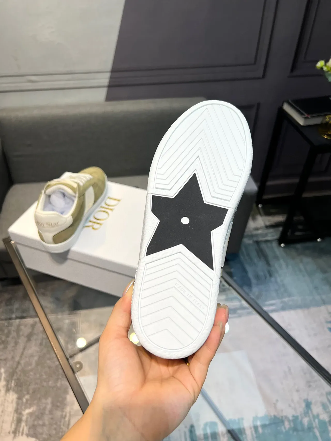 Dior Verde Blanco Ante Superior Detalle Motivo Estrella Lifestyle Sneakers 6