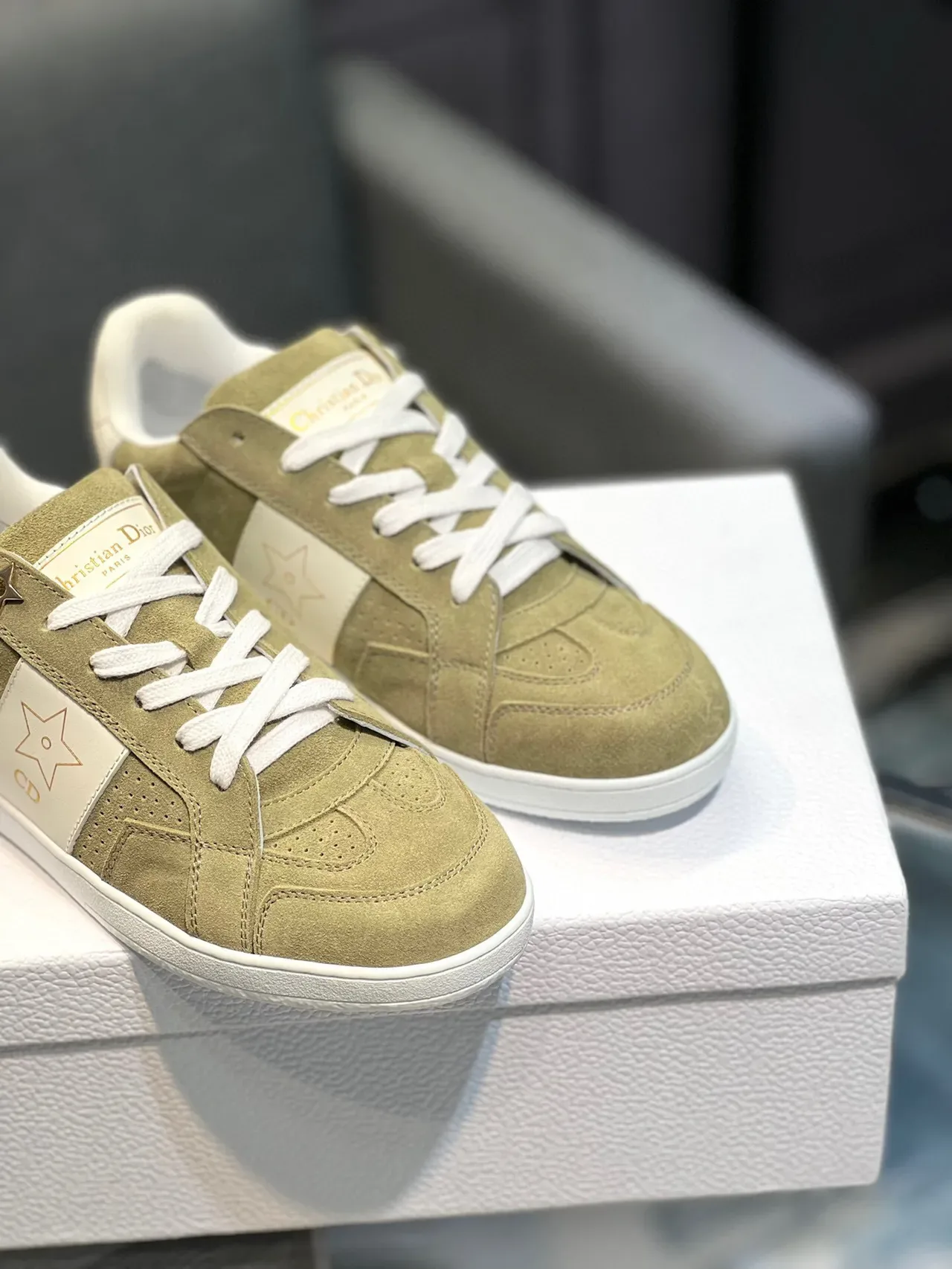 Dior Verde Blanco Ante Superior Detalle Motivo Estrella Lifestyle Sneakers 8