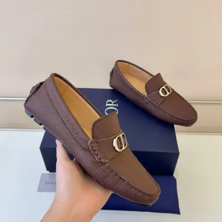 Dior Horsebit 1955 مكاسين جلد بني بحبيبات