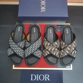 Dior J'Adior Sandalias Negro y Beige a Correa Cruzada Monograma Oblicuo