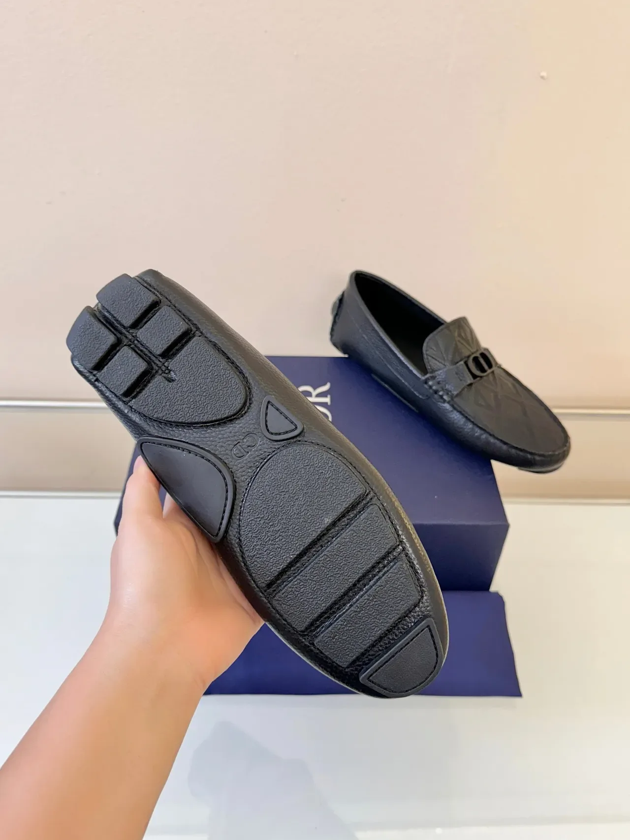 Dior Jardin Oblique Black Textured Leather Loafers 5
