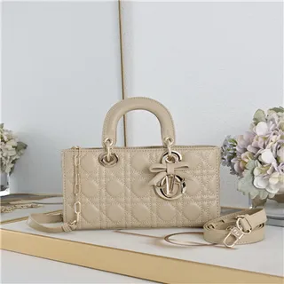 Dior Lady Dior হালকা গোলাপি কুইল্টেড টোট ব্যাগ 10