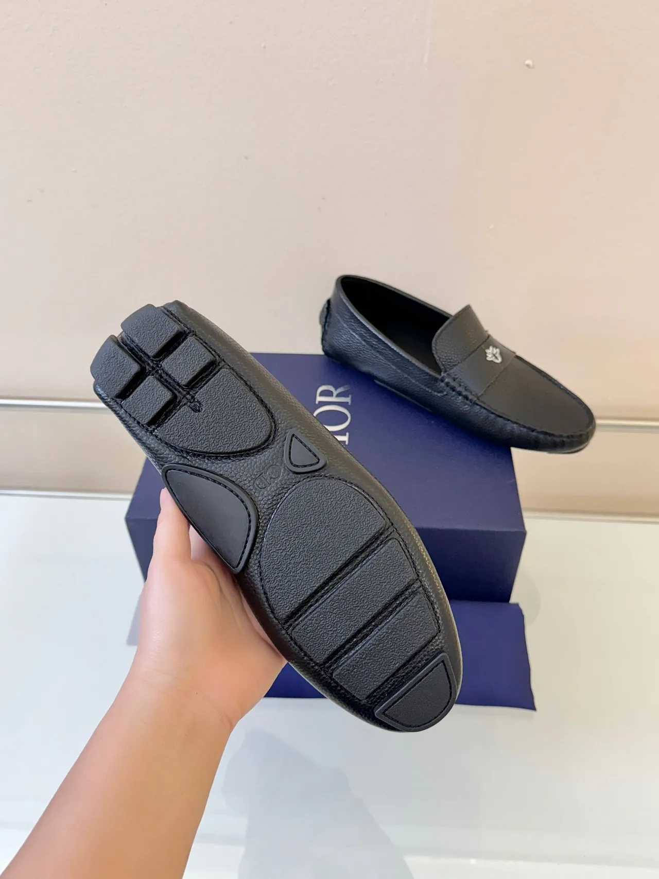 Dior mocasín negro gris cuero granulado Moc-Toe mocasín 5