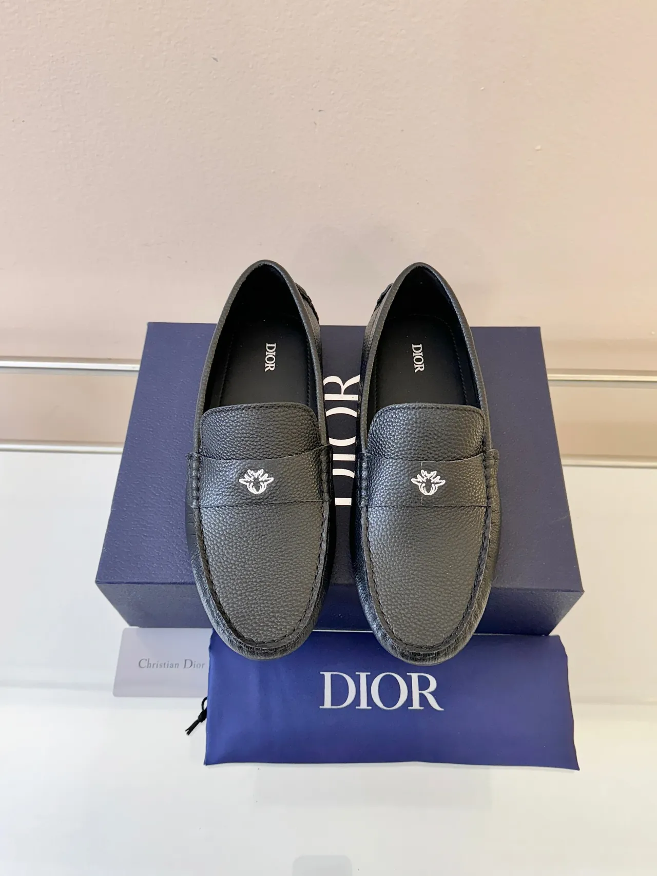 Dior mocasín negro gris cuero granulado Moc-Toe mocasín 6