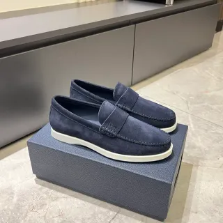 Dior Loafer marine blanc daim supérieur tressé cuir bride Loafer