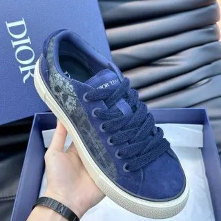Dior Navy Beige 麂皮鞋面 图案侧边面板 生活方式运动鞋