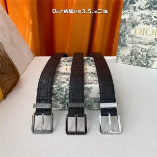Dior أوبليك أسود بني مونوغرام مطبوع 3.5cm إبرة بكل حزام جلد