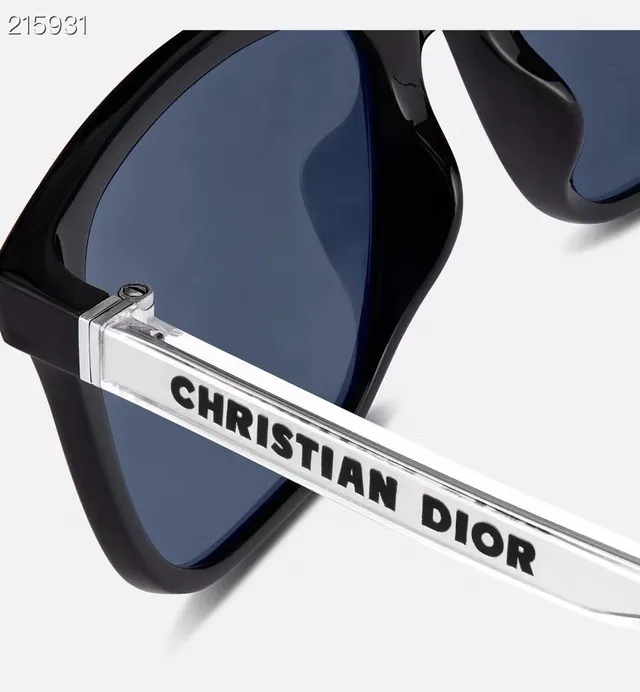 Dior Oblique Rectangular Transparent Frame Blue Gray Mirrored Sunglasses 2