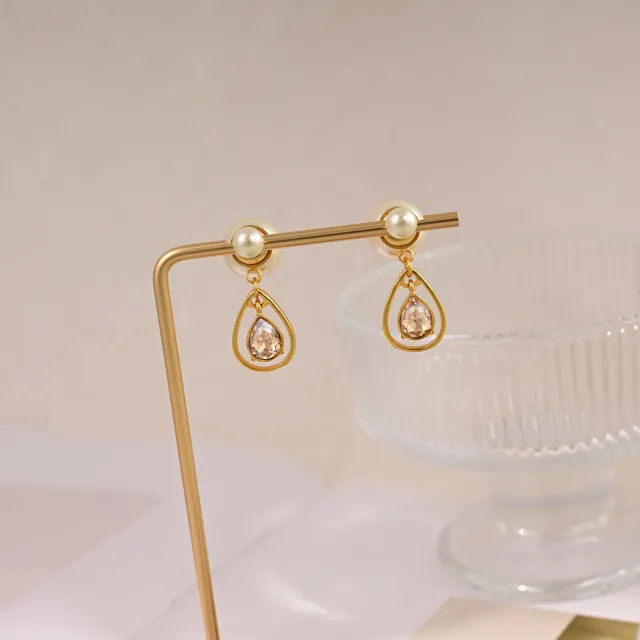 Dior Pearl and Crystal Teardrop Drop Earrings 4