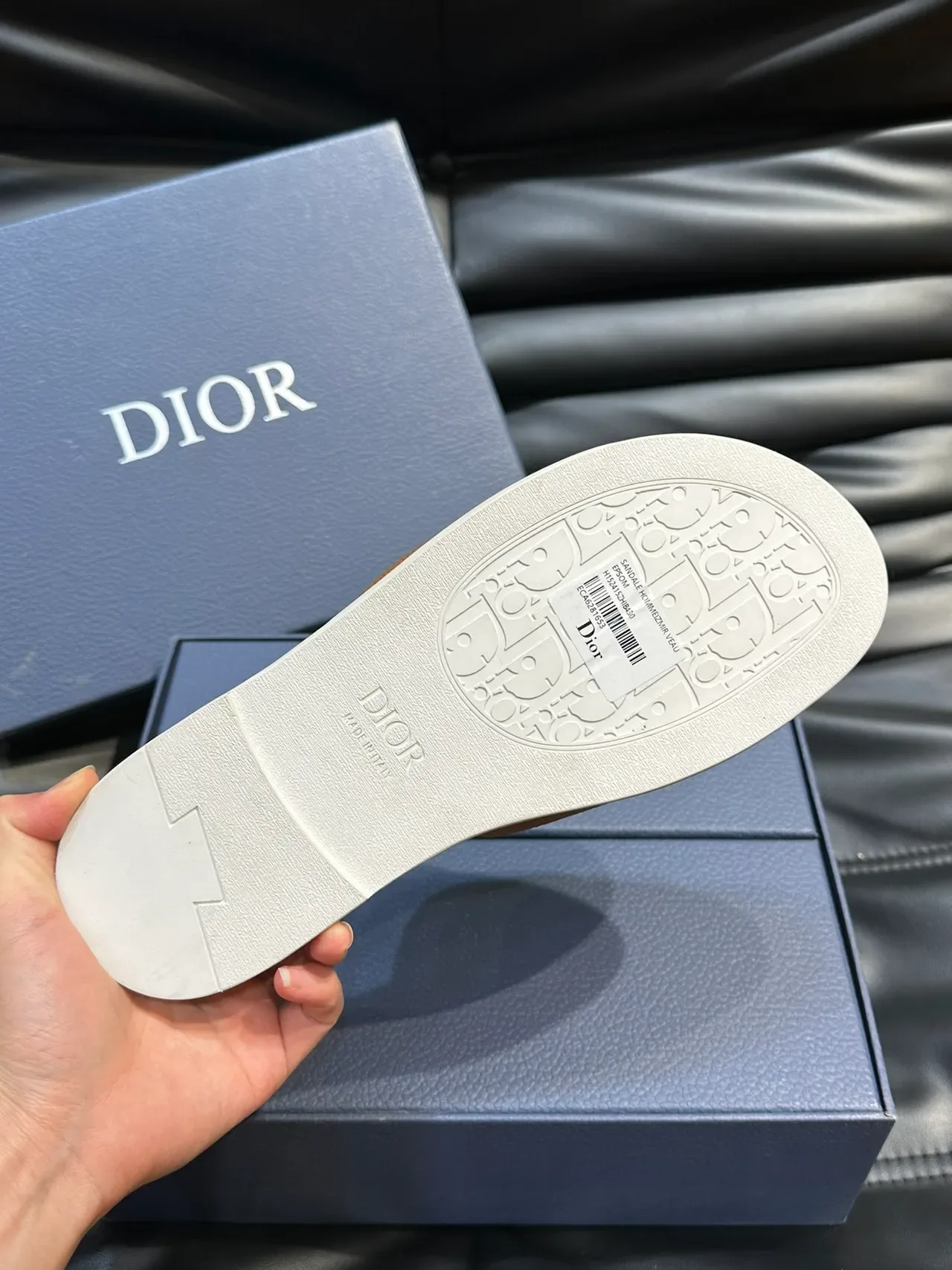 Dior Slide Logo-Cutout Leather Slippers 3