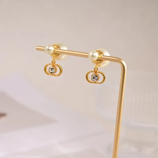 Dior Tribales boucles d'oreilles en doré avec perle blanche et cristal 3