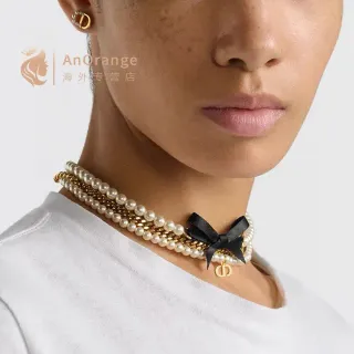 Dior White Gold Collier multi-brins de perles et chaîne