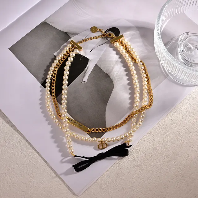 Dior White Gold Multi-Strand Pearl-and-Chain Necklace 6
