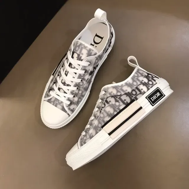 Dior White Gray Monogram-Print Mesh Upper Layered Block Midsole Lifestyle Sneakers 7