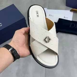 Dior Zapatilla Blanca Textura Avestruz Correa Cruzada