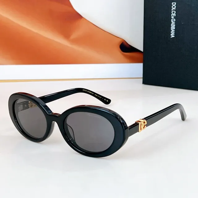 Dolce & Gabbana NS1 ডিম্বাকার চকচকে কালো সানগ্লাস 2