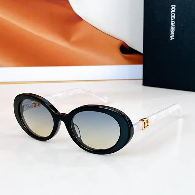 Dolce & Gabbana NS1 ডিম্বাকার চকচকে কালো সানগ্লাস 6