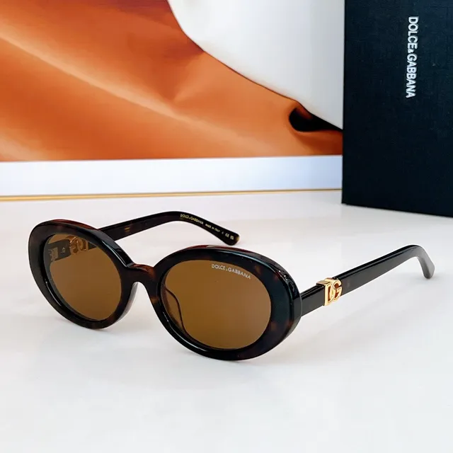 Dolce & Gabbana NS1 ডিম্বাকার চকচকে কালো সানগ্লাস 7