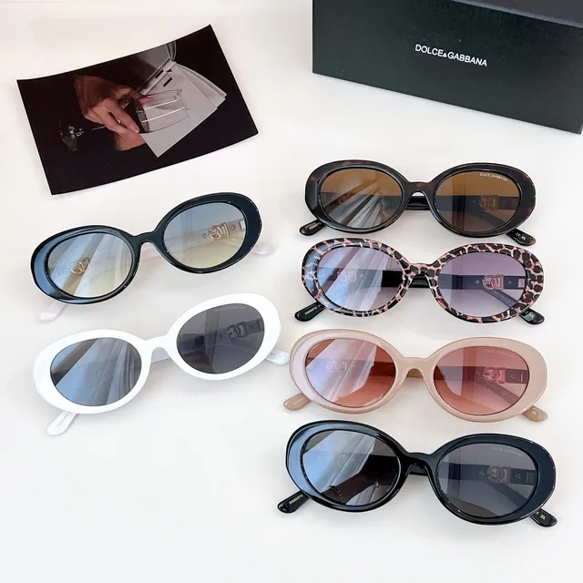 Dolce & Gabbana NS1 ডিম্বাকার চকচকে কালো সানগ্লাস 8