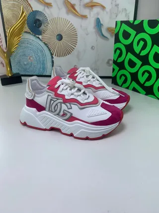 Dolce & Gabbana NS1 White Pink Sole Oversized Monogram Chunky Sneakers 5