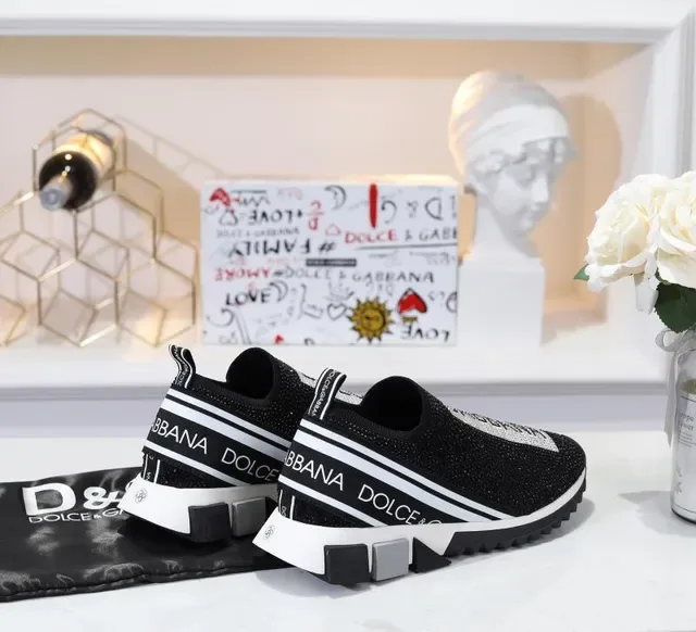 Dolce & Gabbana Speed Trainer 黑色水晶镶嵌无带生活方式运动鞋 2