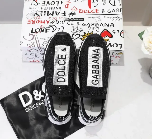 Dolce & Gabbana Speed Trainer 黑色水晶镶嵌无带生活方式运动鞋 4